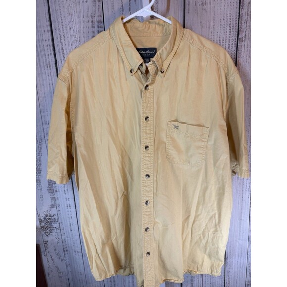 Eddie Bauer Other - Eddie Bauer Men’s Button Up Shirt XL Tall Golden Yellow Cotton Short Sleeve